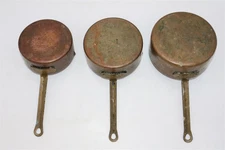 Small Mini Copper Saucepan Pot lot of (3) 