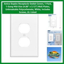 Duplex Receptacle Outlet Covers, 1 Pack, 1-Gang Mid-Size 4.88 x 3.12 Wall P...