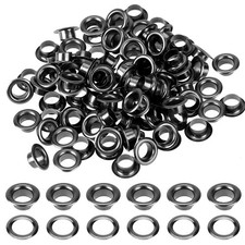 100Sets Metal Black Eyelets 1/4 Inch Grommets with Inch,