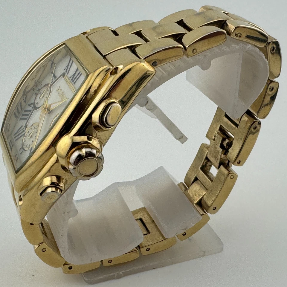 Reloj de Cuarzo Gossip Unisex Tono Dorado Barril Japón Analógico Cronógrafo Batería Nueva Foto 4 de 4