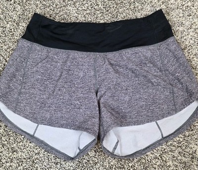 Lululemon Speed Up Shorts Women 4 Tall Gray Heather Lux Zip Pocket Running