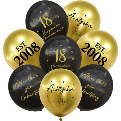Luftballons Geburtstag 18 Jahre Schwarz Gold 24 Stück Ballons Dekoration Party