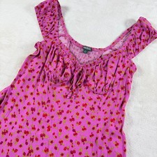 Wild Fable Womens Pink Floral Smocked Back Mini Dress Size M Sweetheart Neck