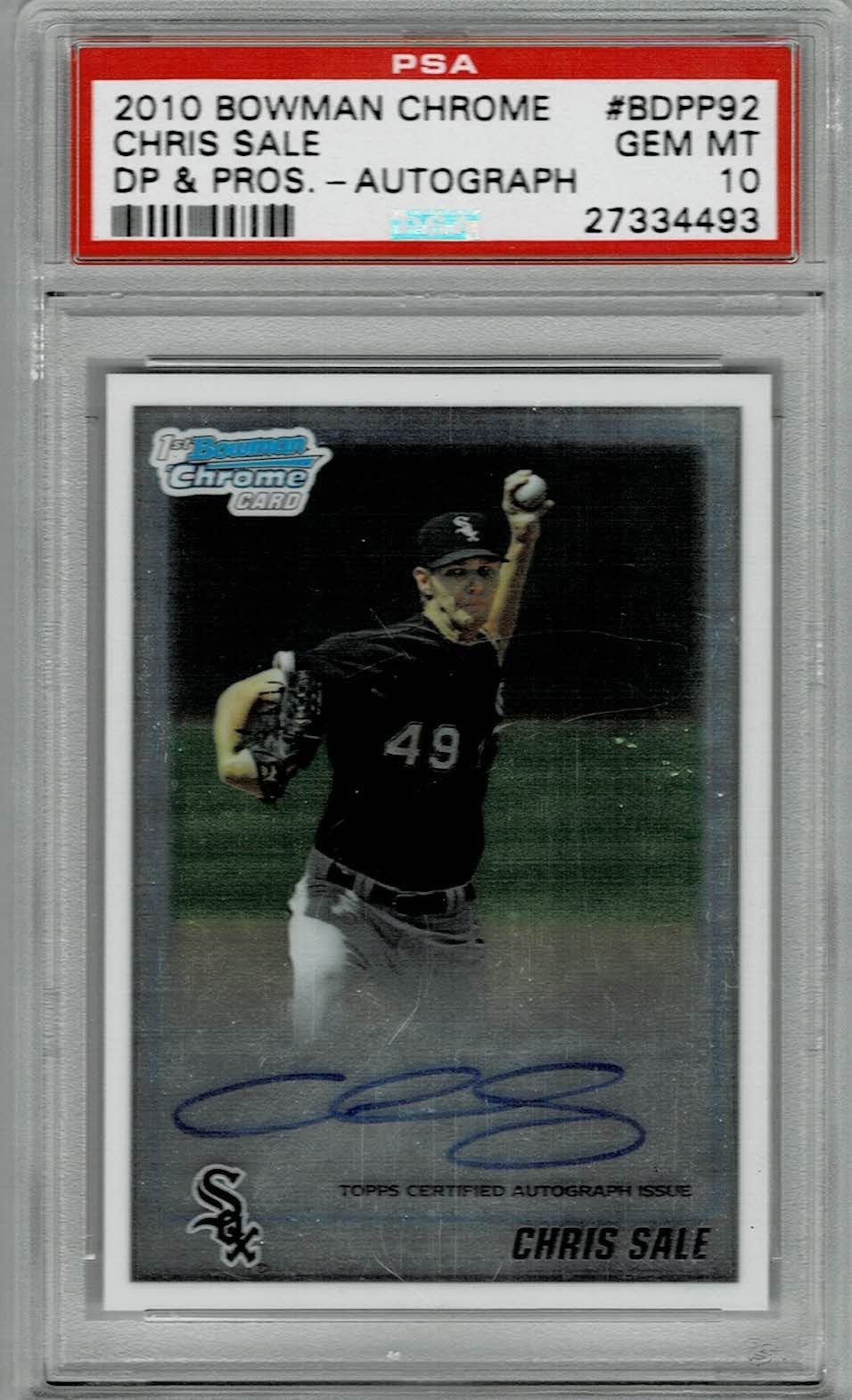2010 BOWMAN CHROME CHRIS SALE AUTO AUTOGRAPH GEM MINT PSA 10 RC