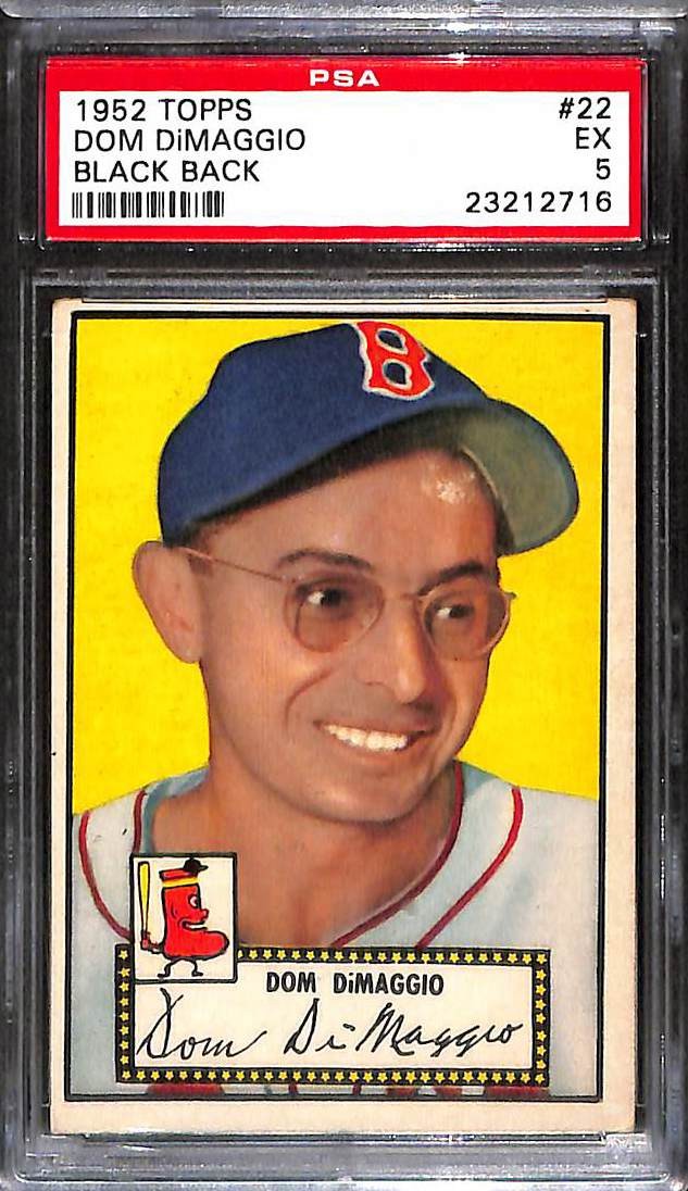 1952 Topps #22b DOM DiMAGGIO BLACK BACK PSA 5 EX 23212716