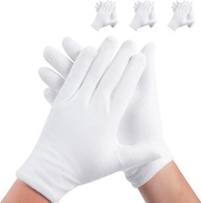 3 Pairs White Cotton Gloves for Dry Hands Sleeping, Premium Large