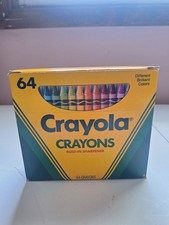 64 Crayola Crayons 1990 Built-in Sharpener Retired Colors USA New Open Box Vtg