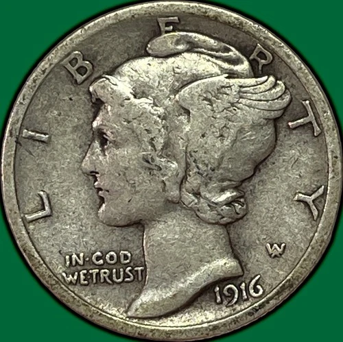 1916 Mercury Dime Very Fine VF Coin #36853