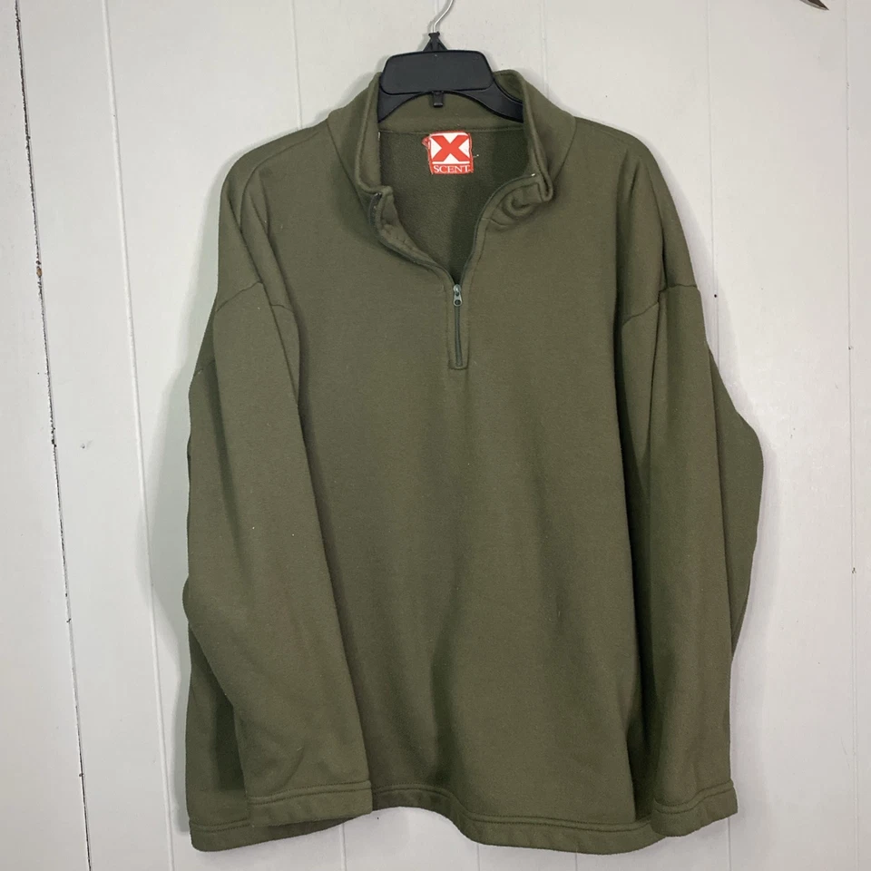 X Scent Hunting Long Sleeve Thermal Base Layer 1/4 Zip Green Fleece 26x26 XL - Image 2 of 4
