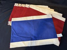 Set Of 7 Pier 1 Red/Blue Reversible Placemats Beaded Edge Jute Border 20  x 14  