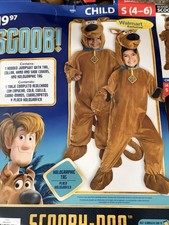 Walmart Scooby-Doo Child Costume Hooded Brown Polyester Jumpsuit Size S 4-6 