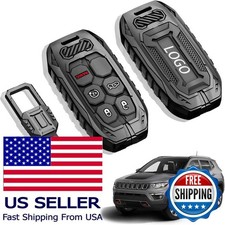 Heavy Duty Zinc Alloy Key Fob Cover for Jeep Dodge Chrysler Fiat Vehicles Black
