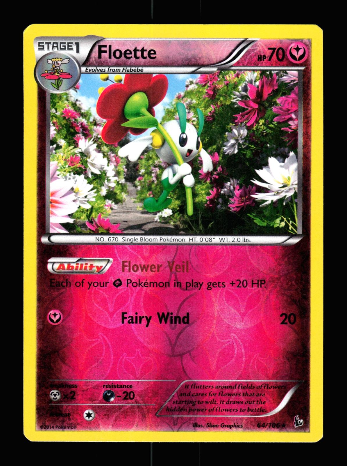 Floette 64/106 Reverse Holo Rare Flashfire Pokemon 2014 LP Graphics