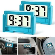Car Dashboard Digital Clock - Vehicle Adhesive Clock with Jumbo LCD Time  Blue