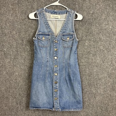 Reformation Denim Colby Mini Dress Womens Size 6 Blue Aegean  Button