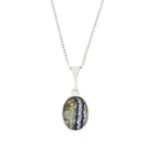 Derbyshire Blue John and Jet Reversible Sterling Silver Necklace DBJ849