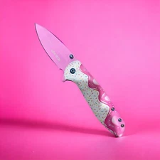7.75” Spring Assisted tactical Sprinkles theme Pink Femme Fatale pocket Knife 6B