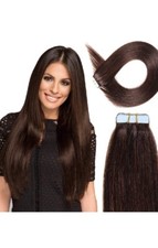 16 -22 Tape In Hair Extension Weft Real Human Hair 20pcs, 30g Per-medium Brown