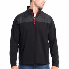 Eddie Bauer Men  s Mixed Media 1/4 Zip Pullover , Black , XL