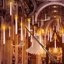 Floating Candles with Wand Christmas Decorations 20 PCs Magic Hanging Candles...