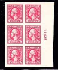 US 534 2c Washington Mint Right Side Plate Block of 6 #11425 XF OG H SCV $130