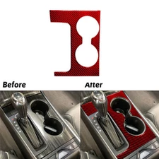 For Chevy Impala 2014-2020 Red Carbon Fiber Water Cup Holder Panel Cover Trim