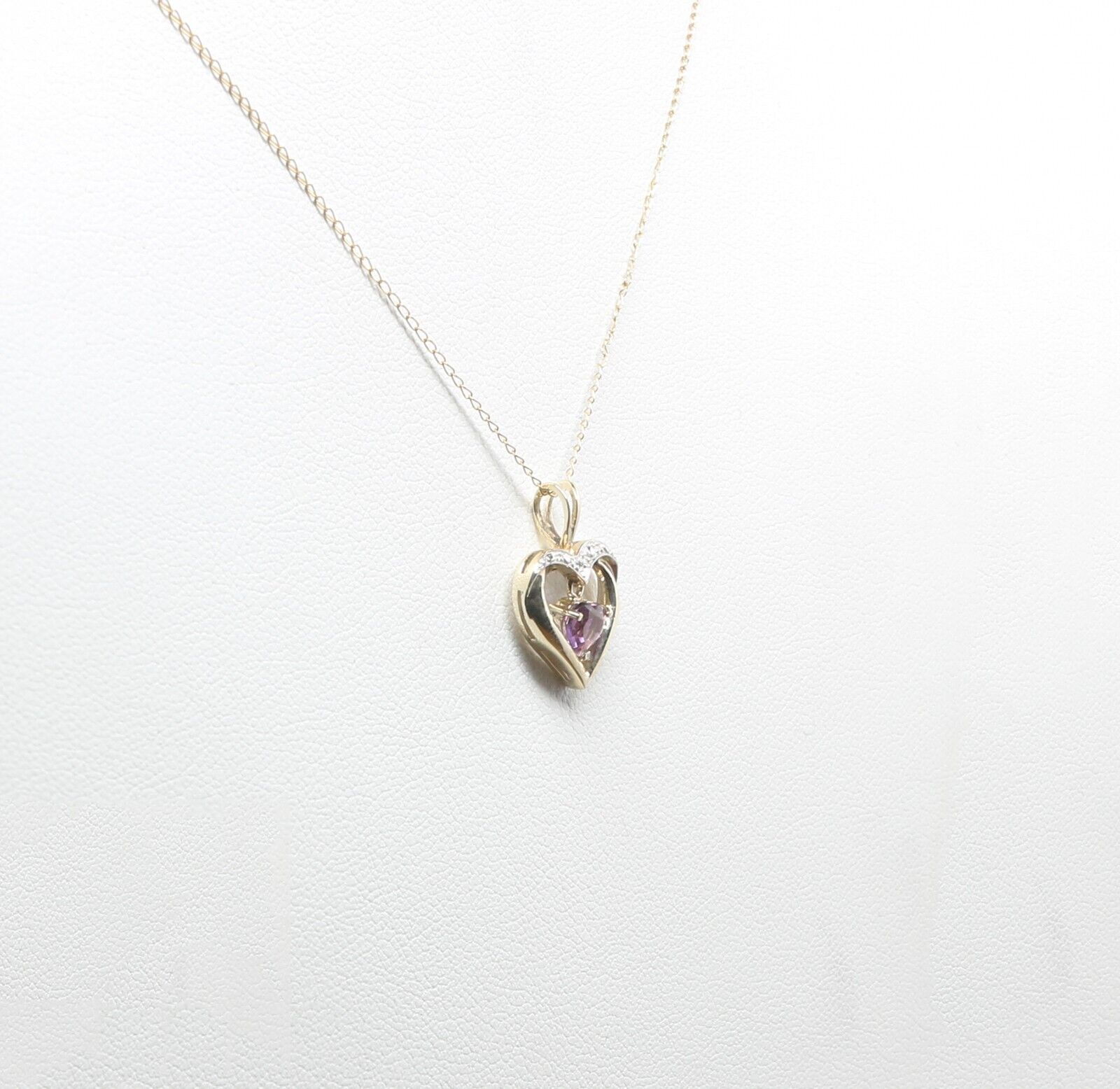 Estate 10K Yellow Gold Natural Amethyst Heart Sty… - image 2