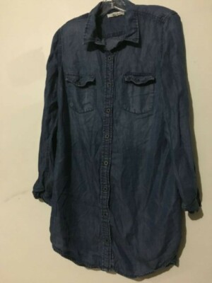 Life In Progress 100% Lyocell Size M Denim Shirt Tunic Dress Stylish Women
