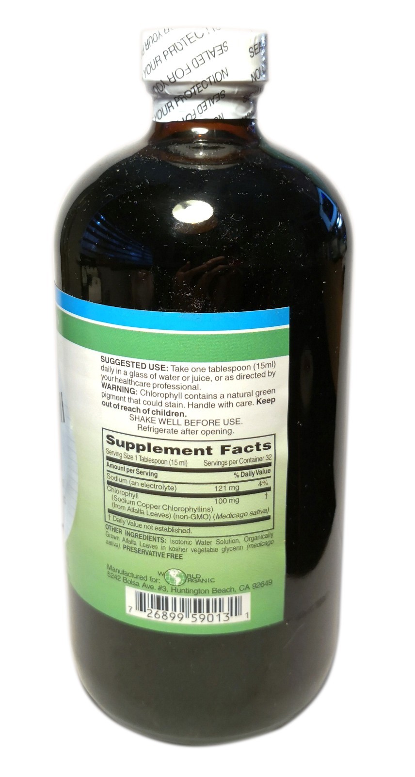 World Organic, Liquid Chlorophyll, 100 mg,16 fl oz ,8 fl oz BUY ONE GET