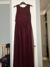 Dorothy Perkins Prom Dress Showcase Petit Tulle Maxi Burgundy Short Sleeve UK 10