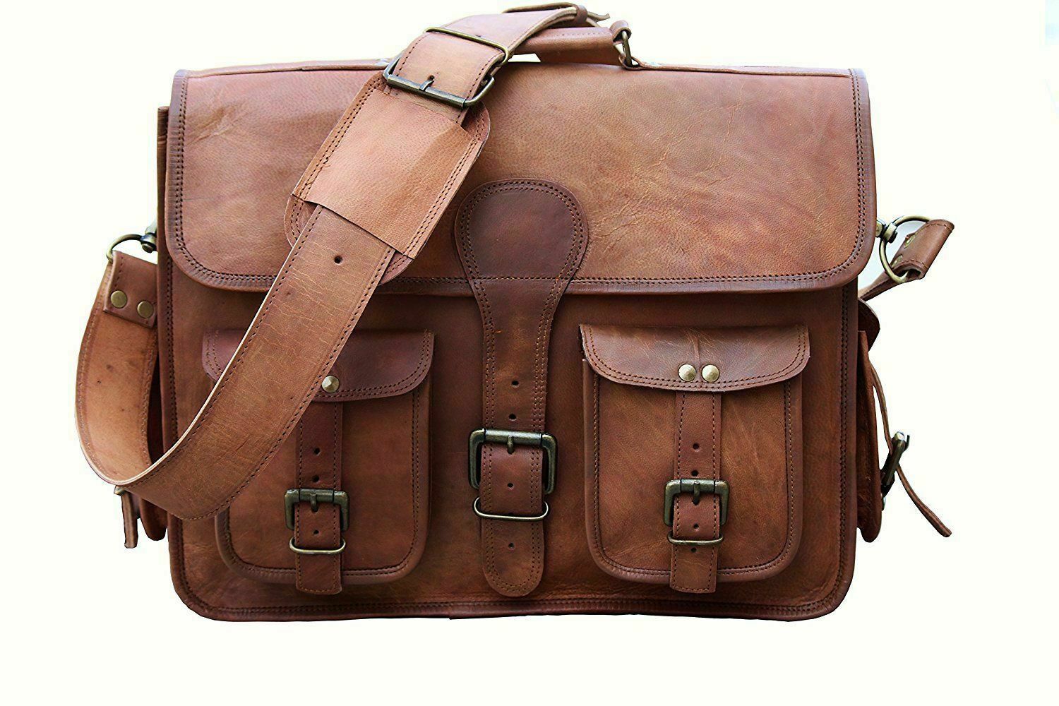 Handmade Genuine Vintage Leather Laptop Messenger Satchel Bag