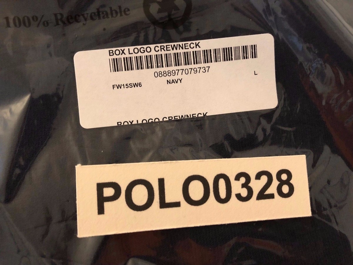 SUPREME 15FW BOXLOGO CREWNECK NAVY LARGE NEW DS | eBay