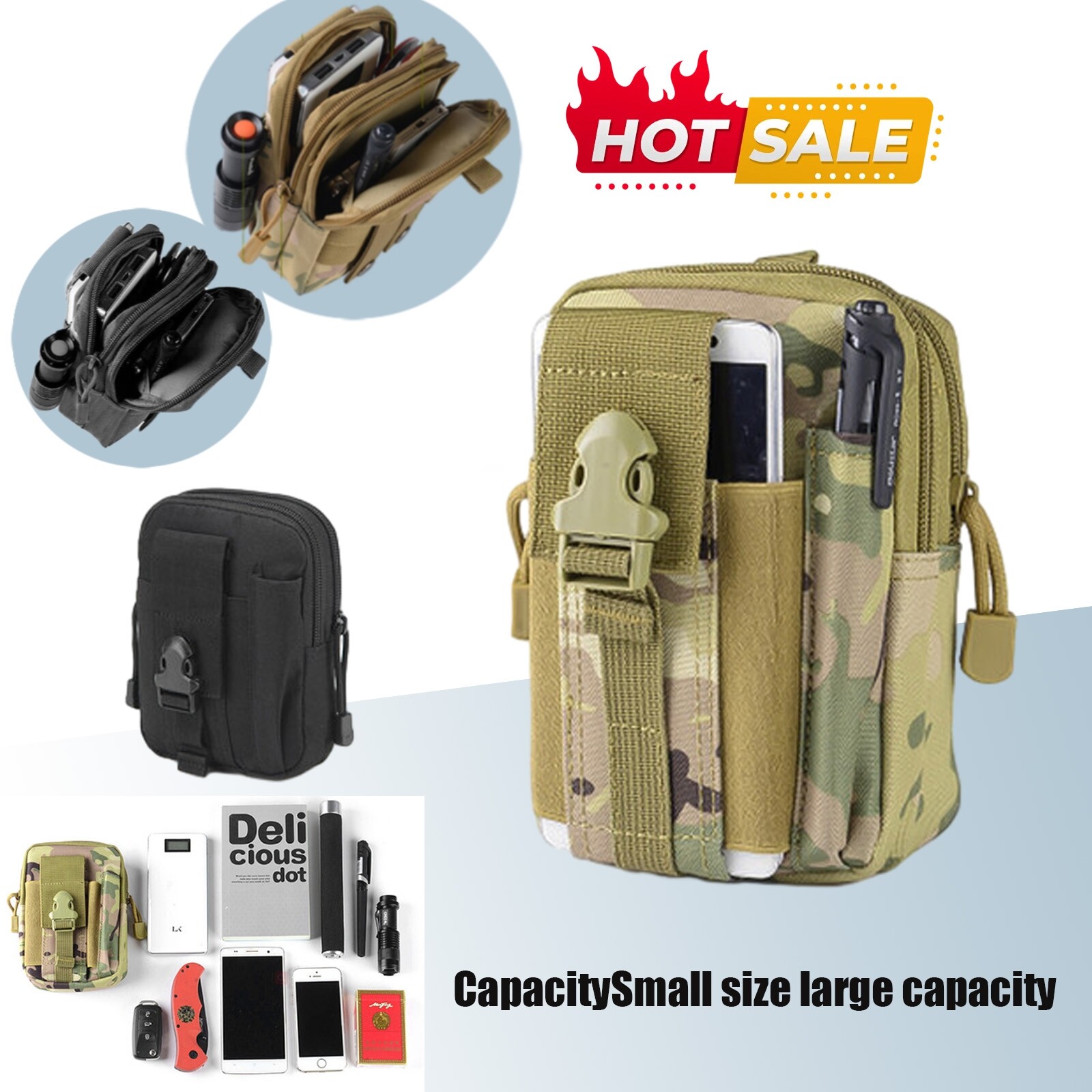 Tactical Military Waist Pack for Men with Phone Pocket Outdoor Fanny Belt