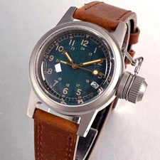 Tandorio 36mm Military Retro Matte Cyan Sapphire 20ATM NH35 Men Mechanical Watch
