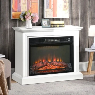 31 inch White Electric Fireplace Heater Dimmable Flame Effect Mantel w/ Remote - Image 1 of 4