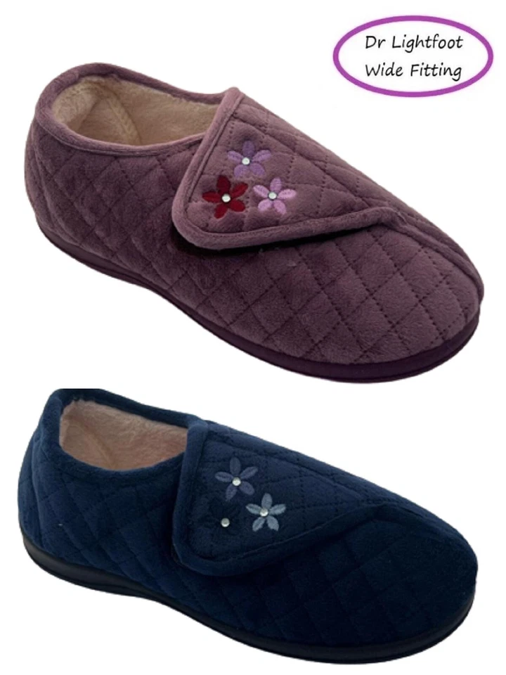 DR LIGHTFOOT WIDE FIT DIABETIC ORTHOPAEDIC MEMORY FOAM LADIES SLIPPERS SIZE
