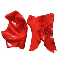 Latex Rubber Gummi Mask Hood Neck Corset Lace Up Clubwear Handmade for Fetish US