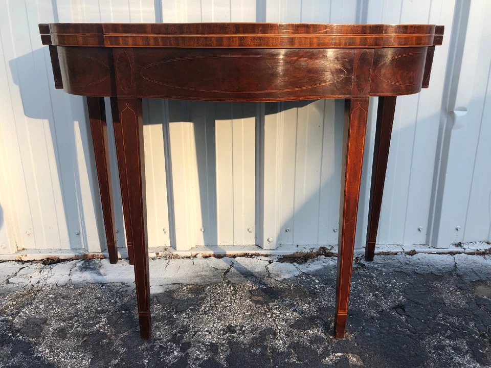 Rare New York Hepplewhite Inlaid 5 Leg Card Table 29 3/4” X 36 1/4” X 17 1/2” - Image 3 of 4