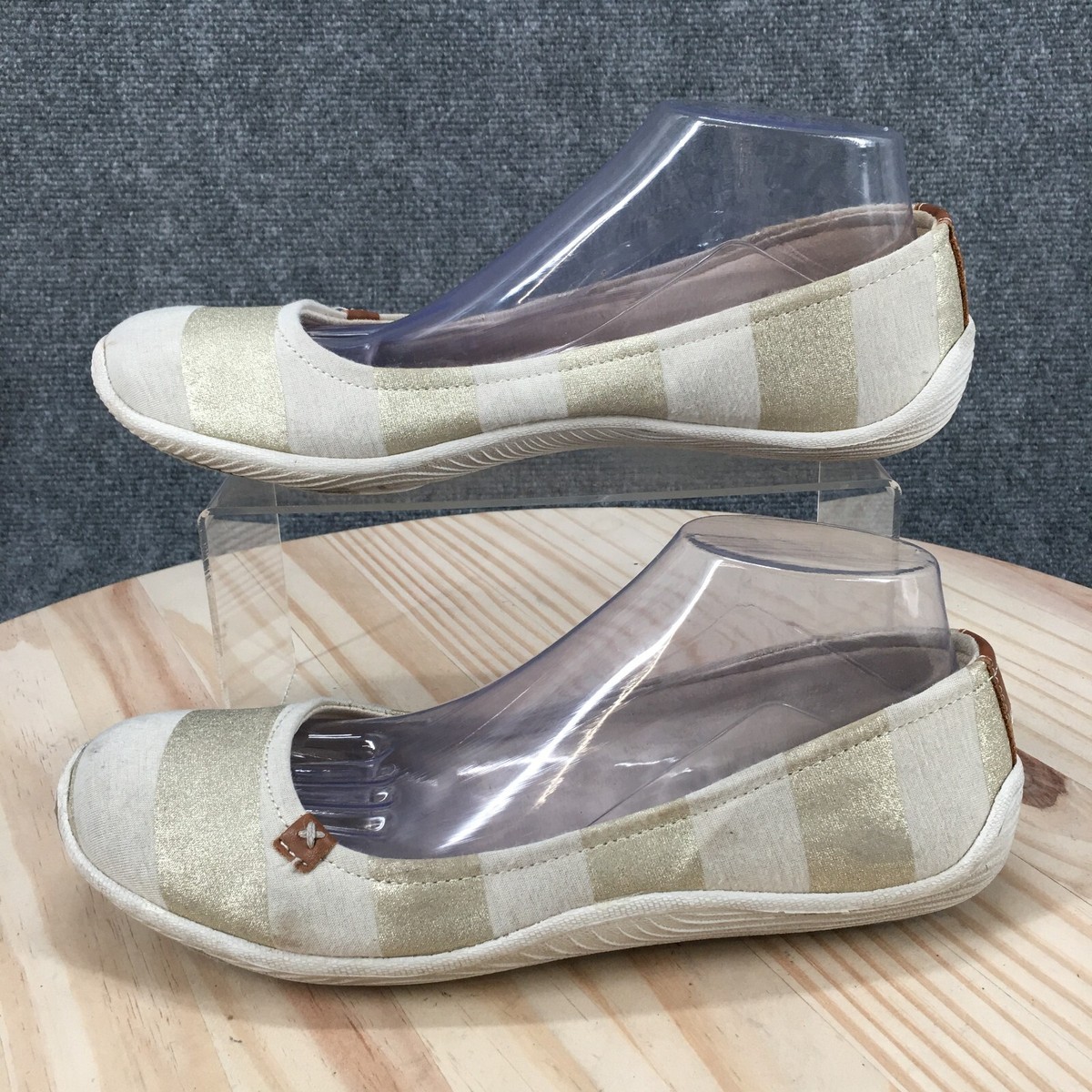 Dr. Scholls Shoes Womens 10 M Joliet Ballet Flats Gold Striped
