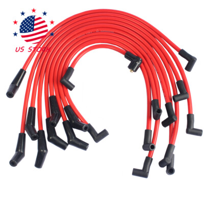 JDMSPEED Racing Spark Plug Wires Set Red 10.5mm Fits Ford 5.0L 5.8L SB SBF 302 