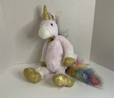 FAO Schwarz Pink UNICORN Plush 13.5 Stuffed Animal Rainbow Mane