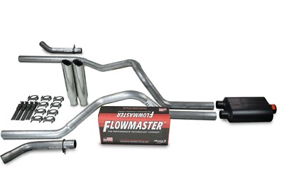 Chevy GMC 1500 96-99 2.5'' Dual Exhaust Kit Flowmaster Super 40 Clamp Tip Corner