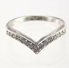Sterling Silver White Cubic Zirconia Ring Round Cut CZ Gems Size 6 Weighs 2.3g