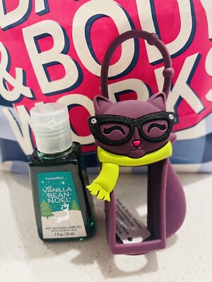 New Bath & Body Works PocketBac Holder Genius Cat + Sanitizer Hand