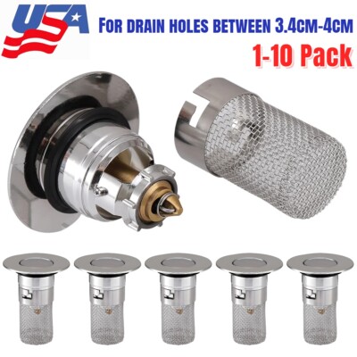1-10X Bathroom Sink Plug Stopper Wash Basin Core Bounce Pop Up Drain With Filter