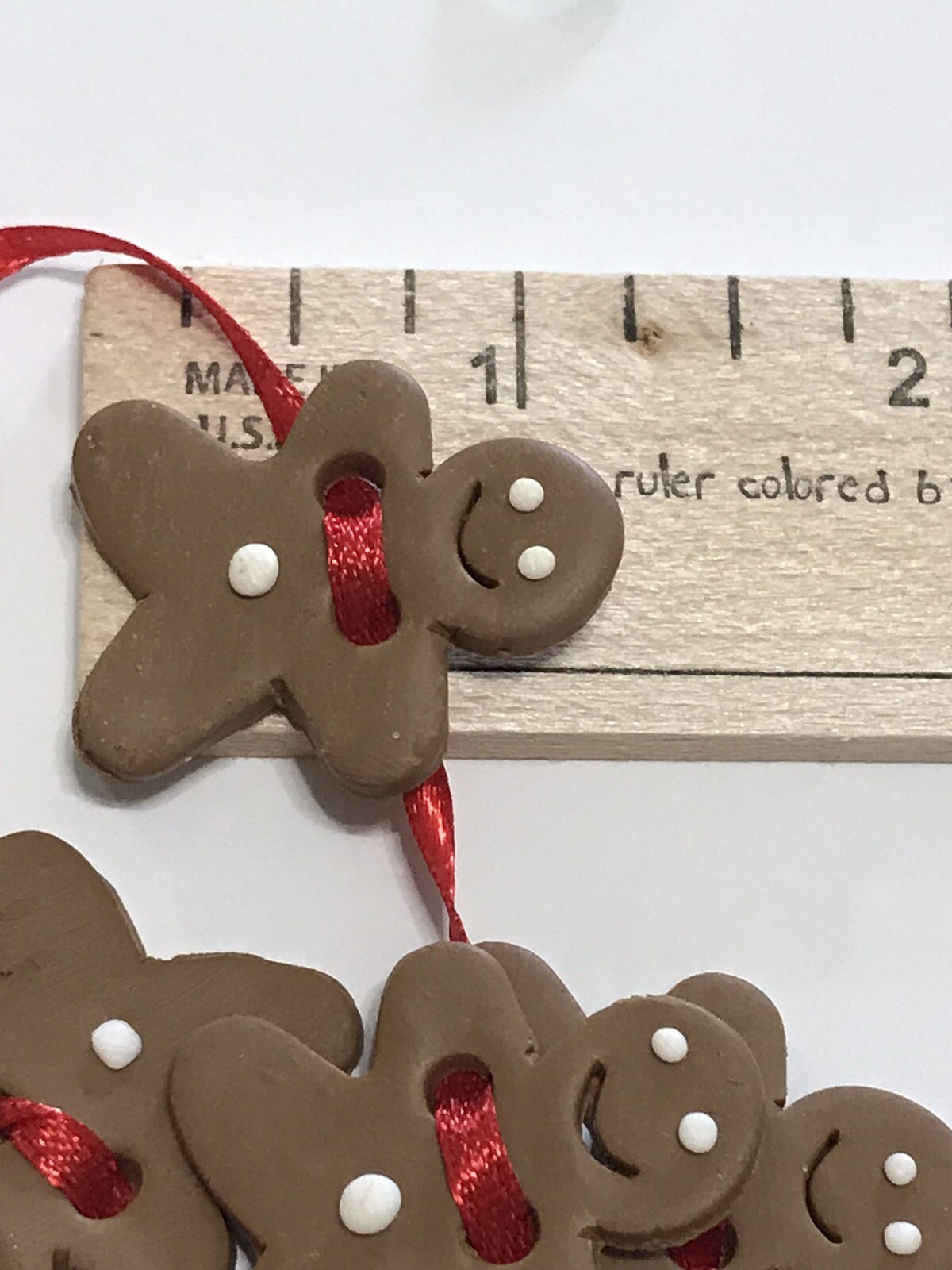Mini Gingerbread Tree Miniature Gingerbread Man Christmas Tree Garland, Red Ribbon, Mini. 4 ...