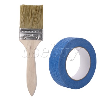 2 Pieces 2'' Thick Handle Brush with Blue Painter s Tape 1.41 Inch x 55 Yards