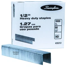 Swingline 35312 1/2" Heavy Duty Staples, Box of 1000