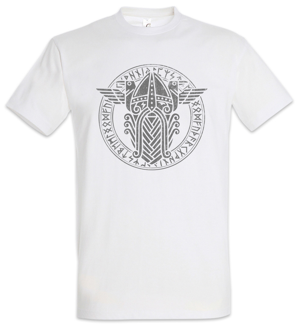 ALTRA T shirt rune Odhin e corvi vichinghi vichinghi Odino Hugin e Munin Valhall Thor