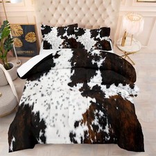 Black White Cow Print Comforter Set Full Western Farmhouse Cow Print Bedding ...